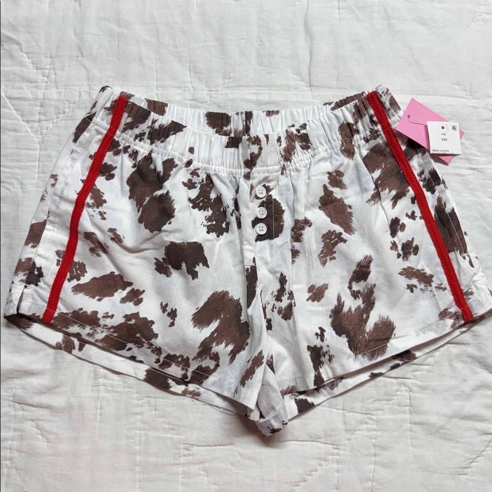 Zoe + Liv Cow Print Lounge Shorts NWT Coastal Cowgirl Western Pajama Shorts XXS